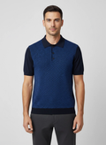 Men's Pal Zileri Blue Knitted Polo on model