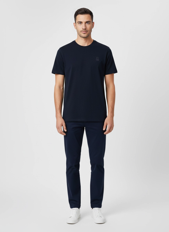 Men's Sandbanks Rubberised Badge Logo Navy T Shirt