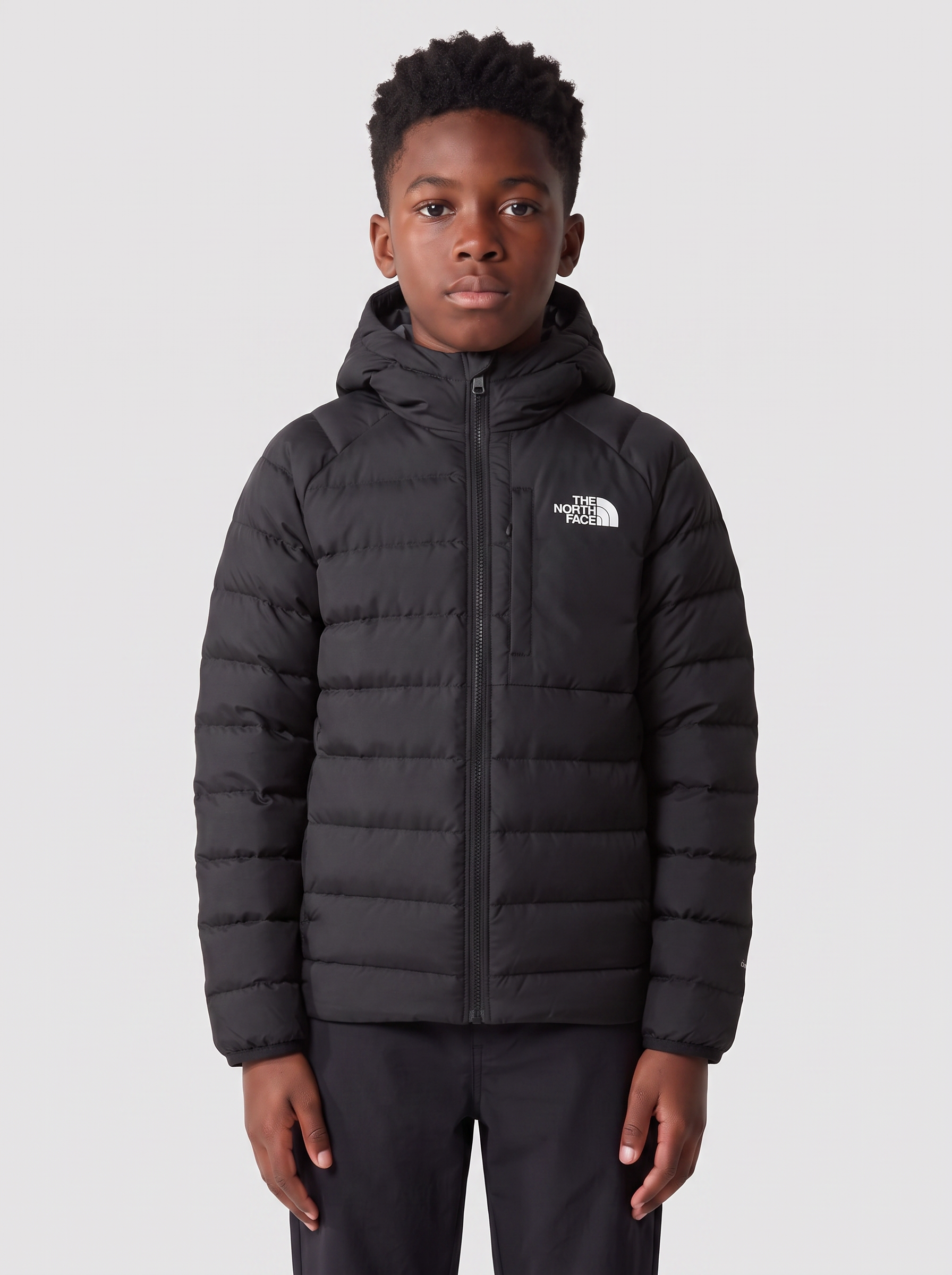 Boys The North Face River Perrito Jacket TNF Black — on model