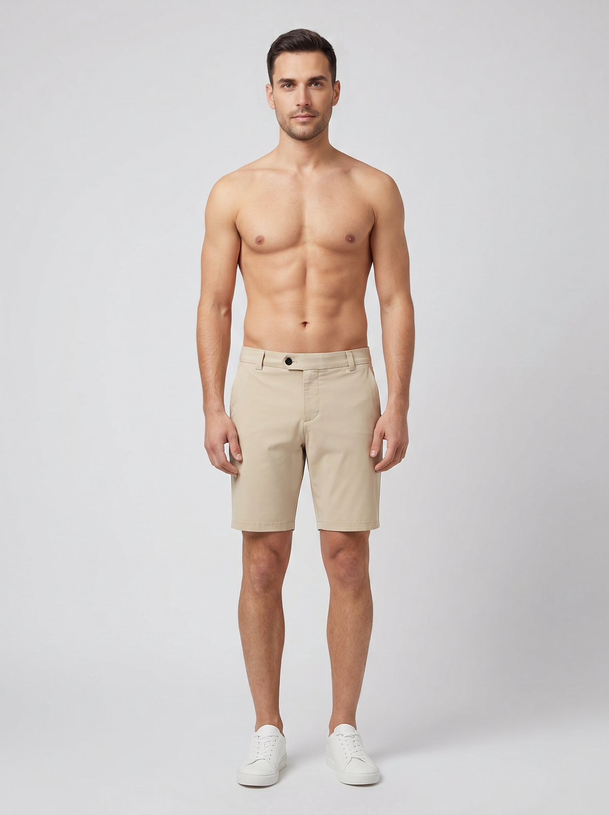 Men's Sandbanks Stone Badge Logo Chino Short — on model