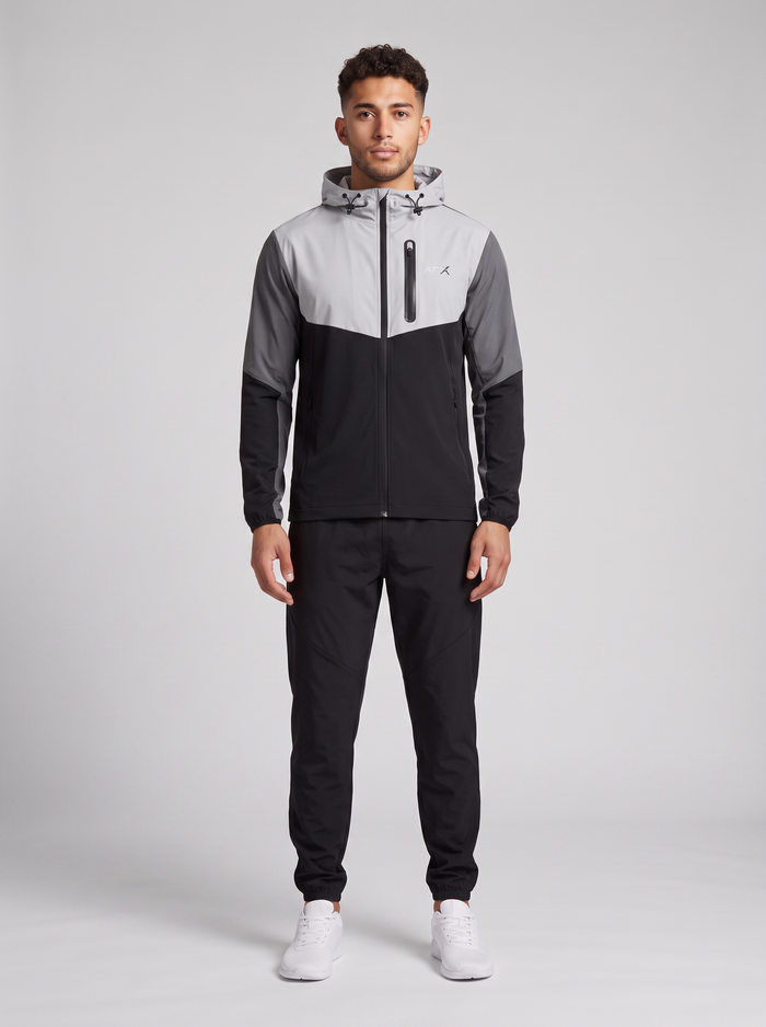 Men's ATX Traverse Track Top in Grey/Black & Traverse Track Pant in Black Tracksuit Set