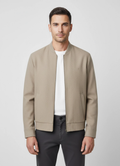 Mens Les Deux Laurel Oak Sand Como Regular Bomber Jacket on model