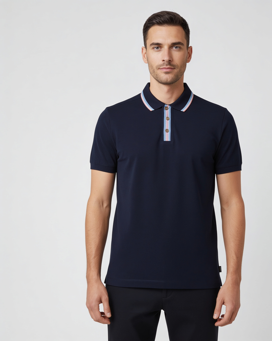 Mens Paul Smith REG FIT SS POLO SHIRT Navy Polo Shirts