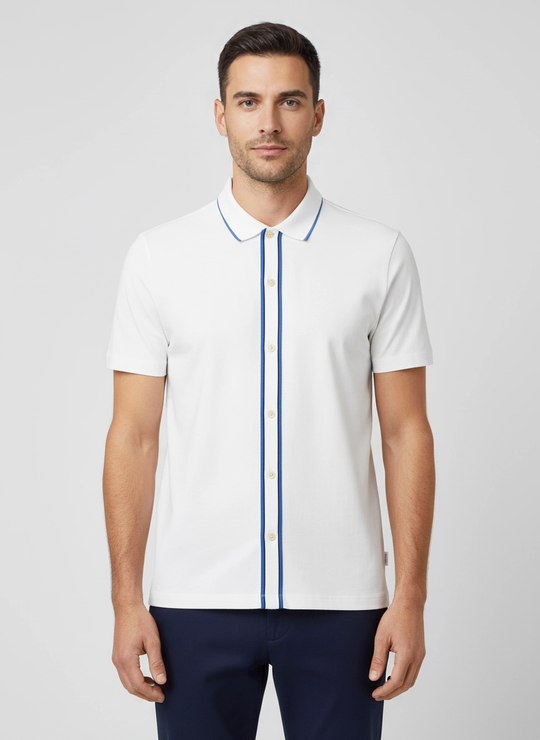Men's Paul Smith White Full Button Up Polo Shirt