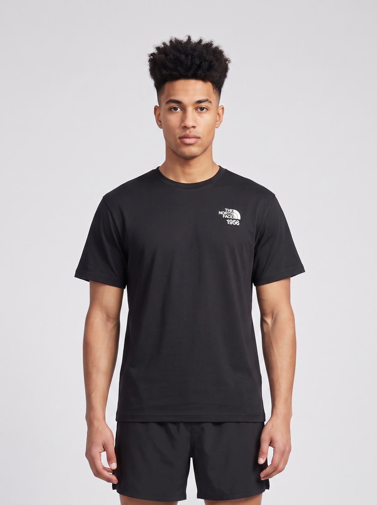 Men's The North Face U 6OTH Anniversary SS T-Shirt TNF Black — on model