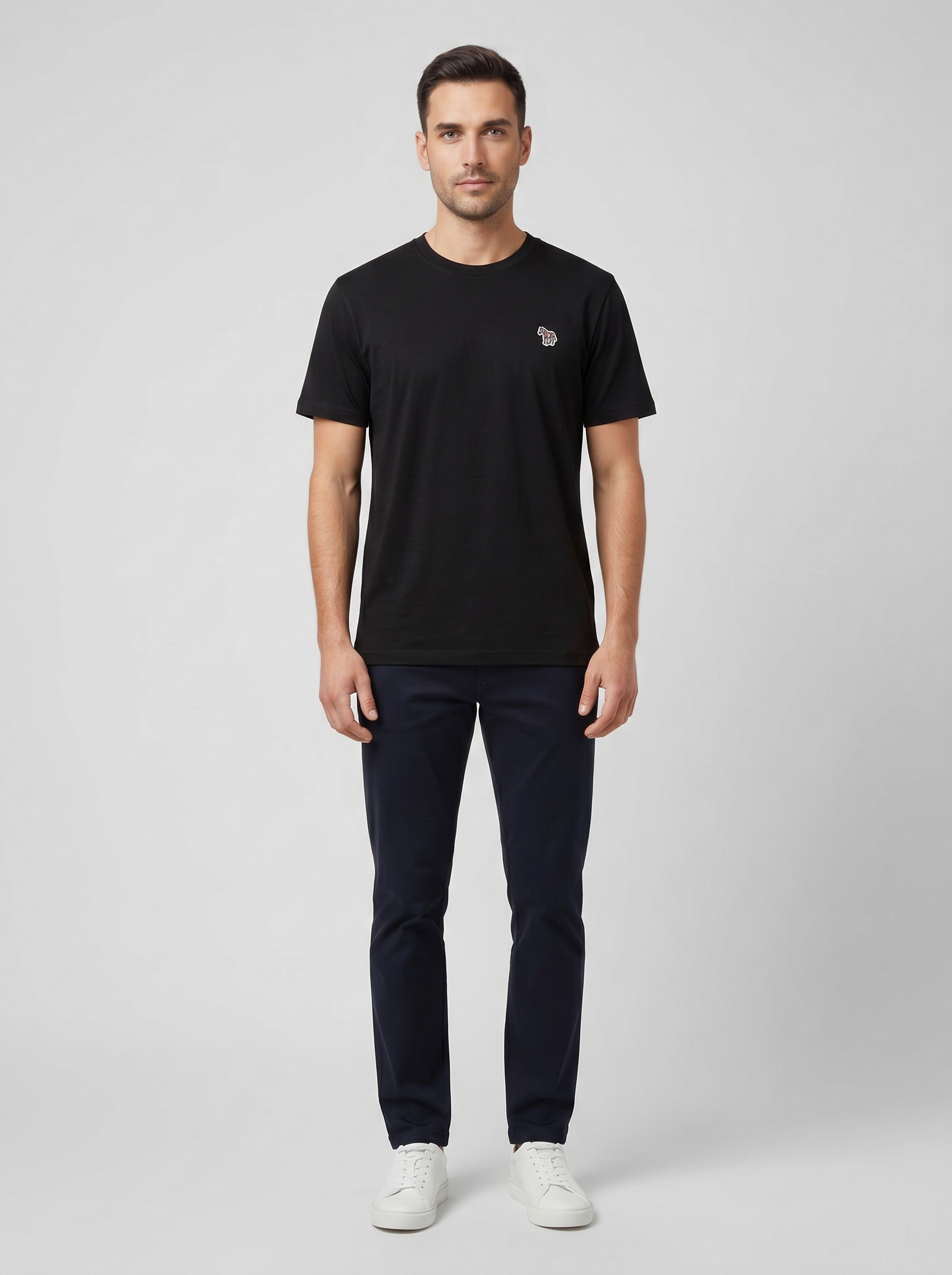 Men's Paul Smith Black Short Sleeve Reg Fit Zebra T-Shirt — on model