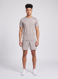 Mens The North Face 24/7 PTD EB RG SS Meld Grey T Shirt & 7IN Meld Grey Short Set — on model