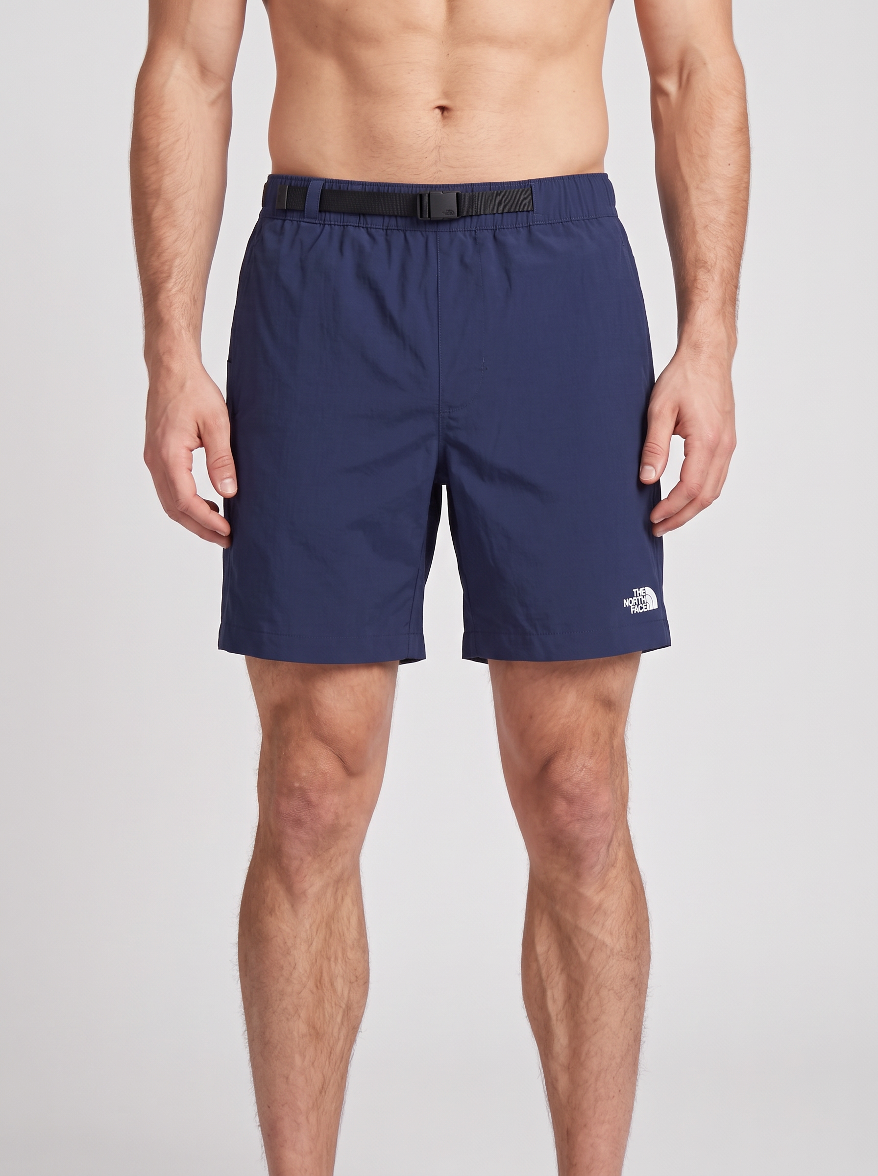Mens The North Face Class V BLTD 7IN Summit Navy Short — on model