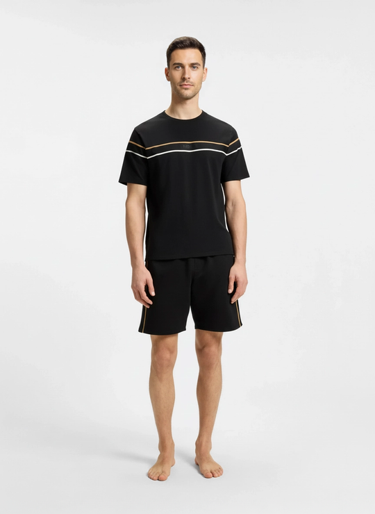 Mens BOSS Black Iconic Black T Shirt & Short Set