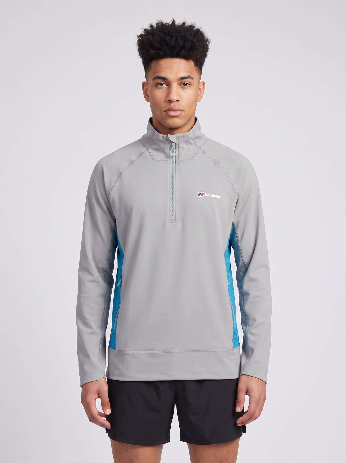 Men's Berghaus Wavertree Half Zip in Grey — on model