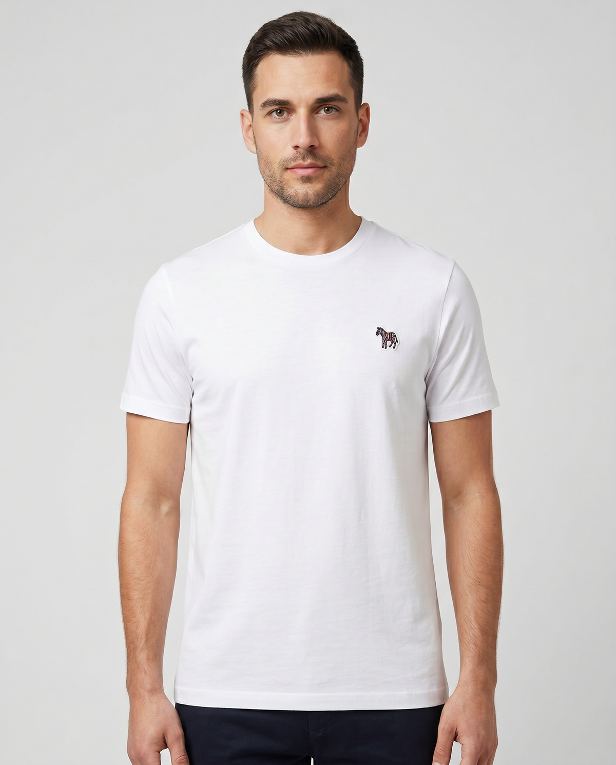 Men's Paul Smith White Regular Fit Zebra Logo T-Shirt — on model