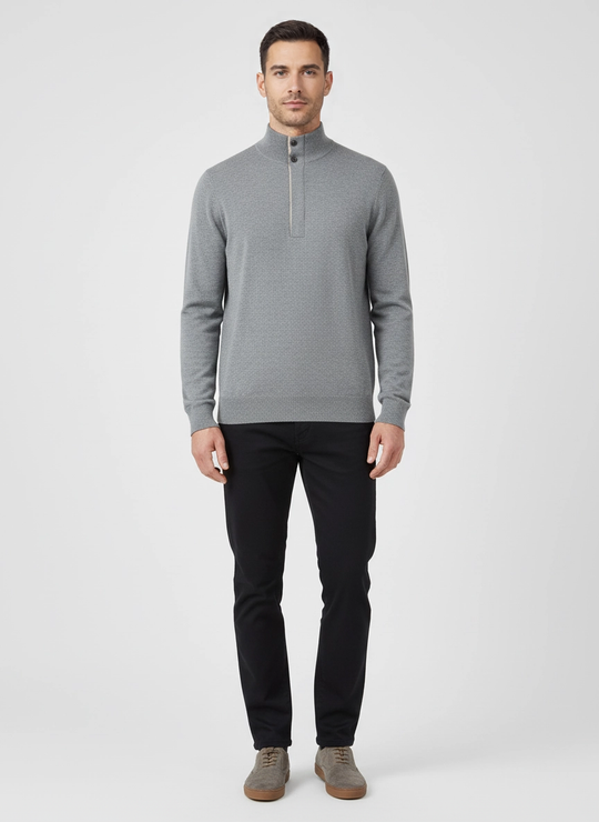 Men's Pal Zileri Grey 1/4 Zip Knitted Jumper