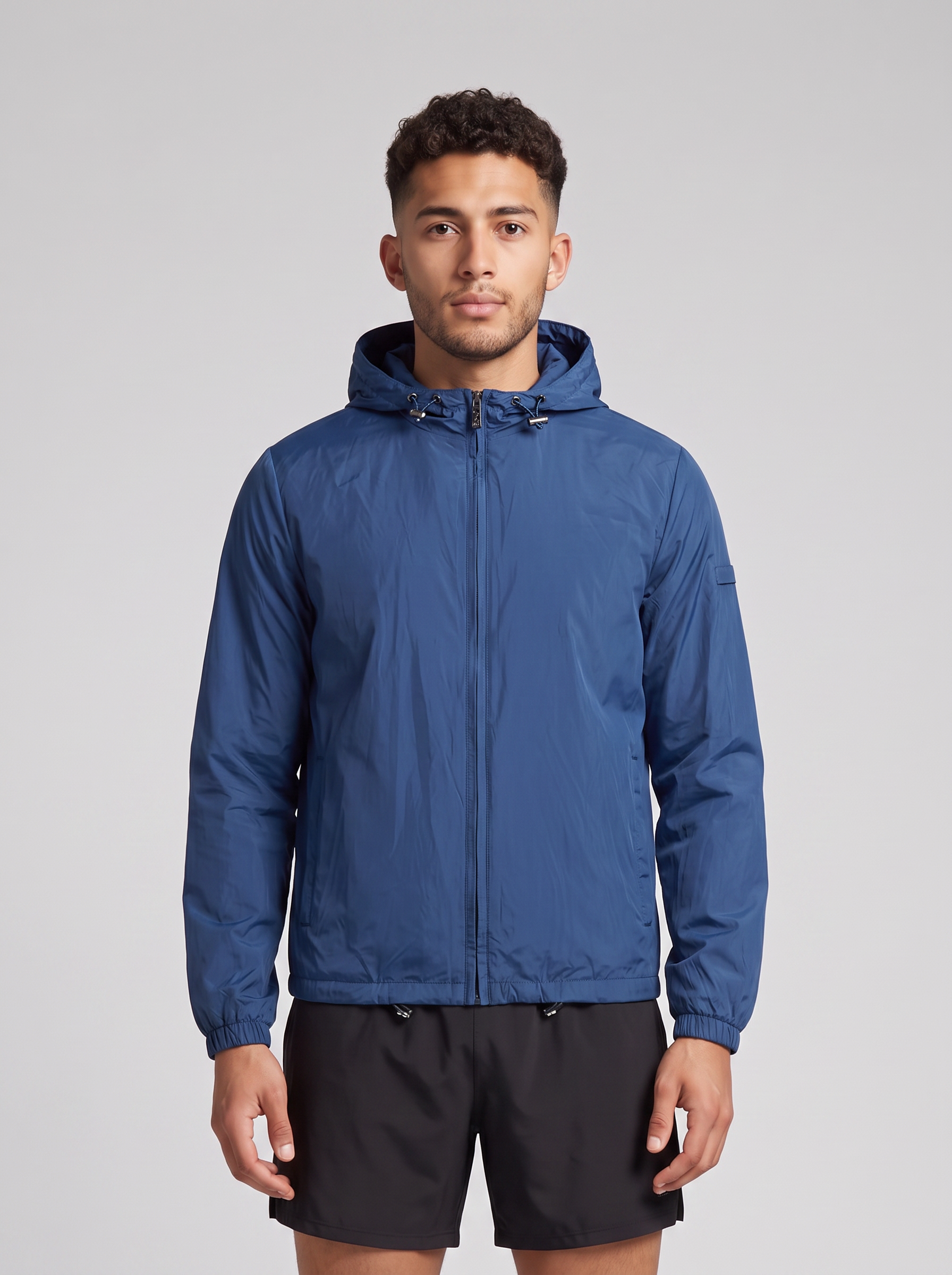 Men's Catini Il Vento Windbreaker in Azure Blue — on model