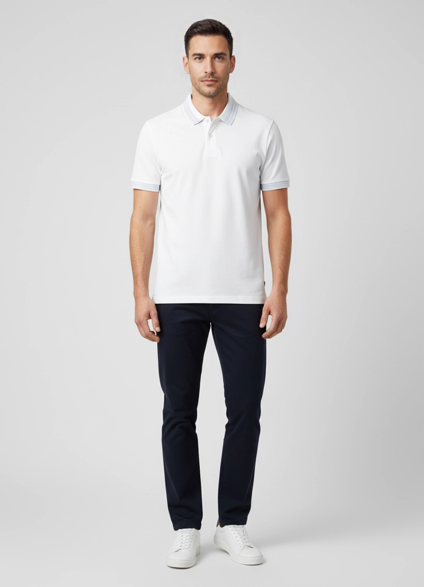BOSS Black H-Phillipson 202 White Polo Shirt on model