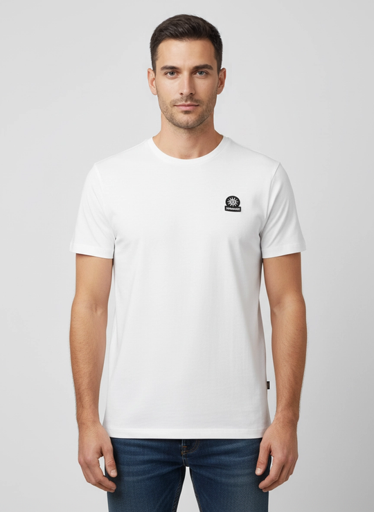 Men's Sandbanks Badge Logo White T Shirt