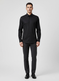 Mens BOSS Black P-HANK-kent-C1-222 Black Slim Fit Shirt on model