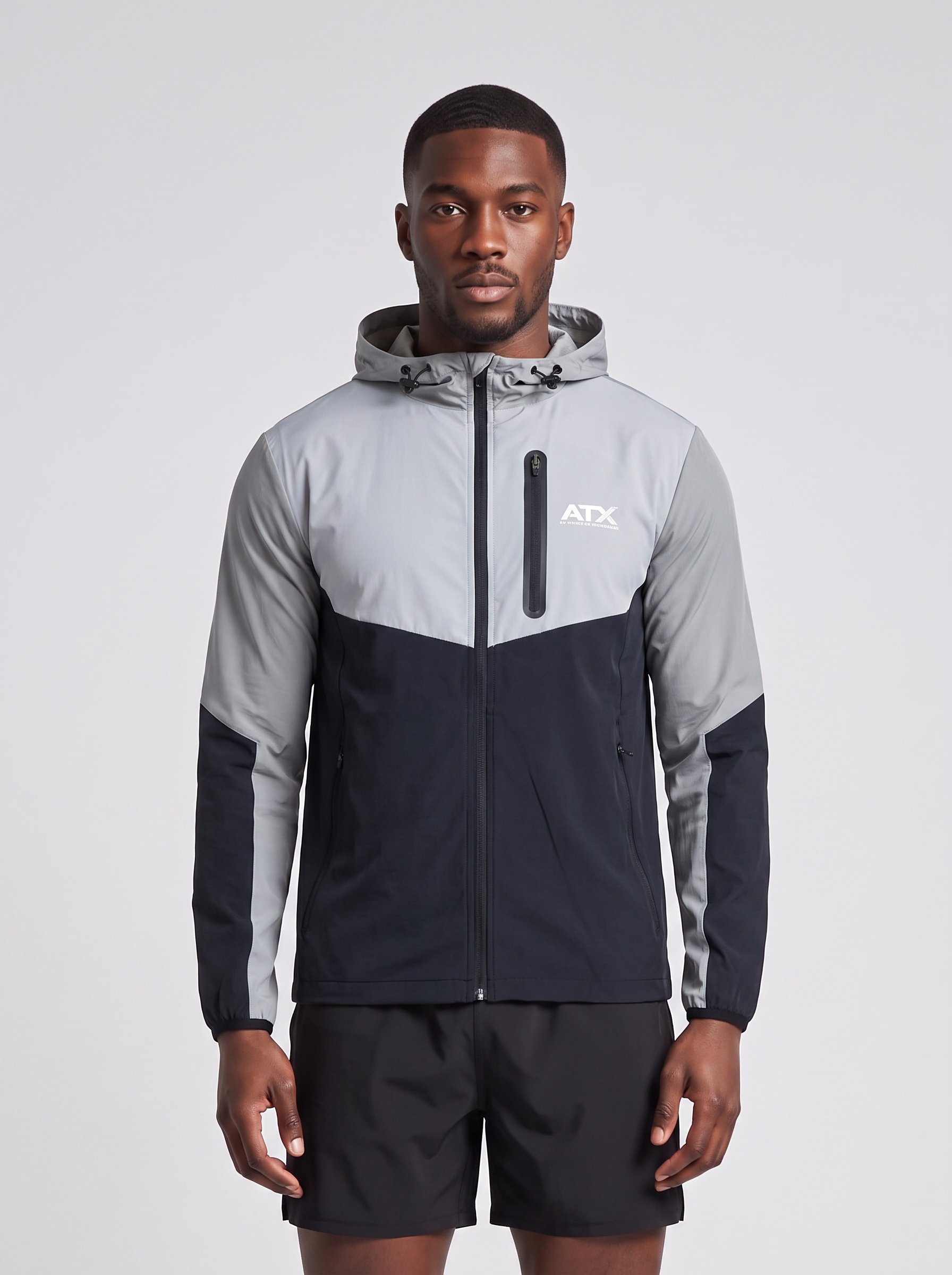 Men's ATX Traverse Track Top in Grey/Black — on model