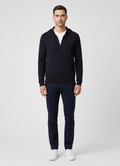 Men's Pal Zileri Navy Blue Knitted Zip Up Hoodie on model