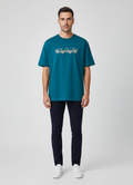 Men's Pal Zileri Teal Blue Graphic T Shirt on model