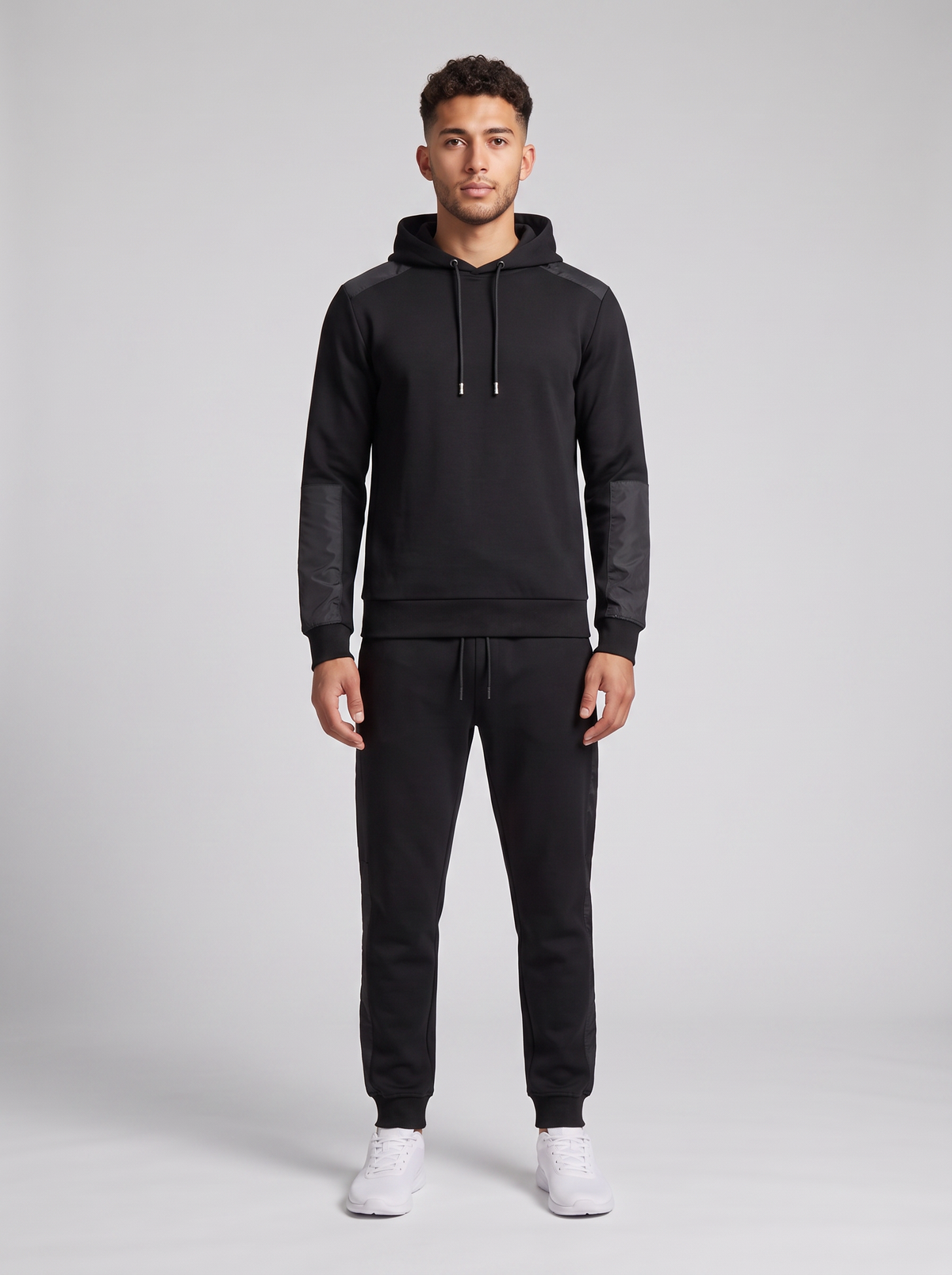 Men's Catini Coporto Hoodie in Black & Coporto Joggers Tracksuit Set — on model
