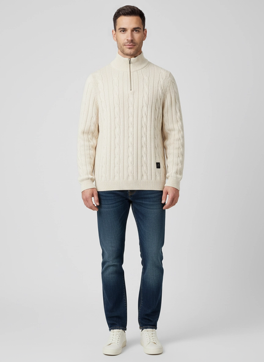 Men's Paul Smith Off White 1/4 Zip Neck Knitted Jumper