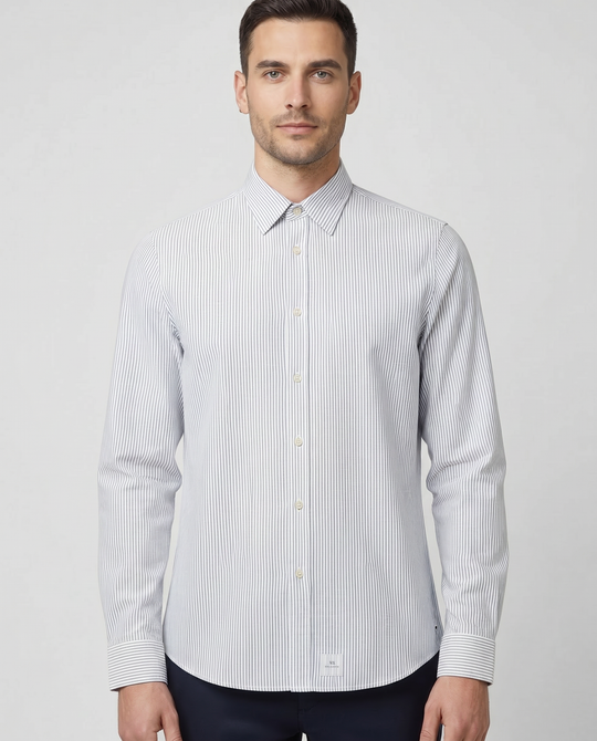 Men's Paul Smith White Stripe Long Sleeve Shirt
