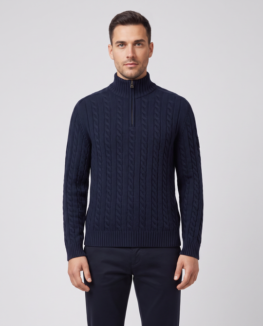 Mens Belstaff Westport Q Zip Dark Ink Knitwear