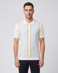 BOSS Black C-Lastro Open White Full Button Polo Shirt — on model