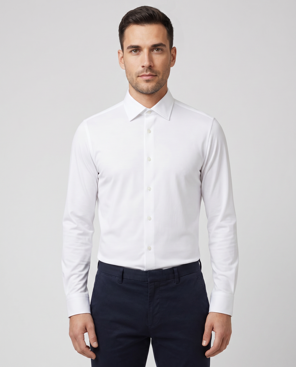 BOSS Black P-HANK K-261 White Shirt — on model