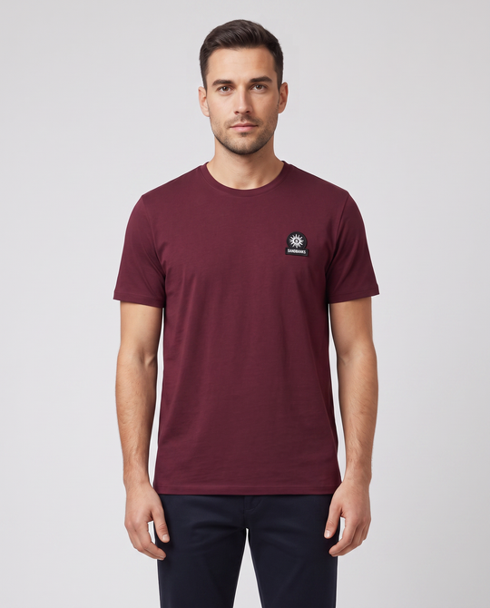 Men's Sandbanks Mercerised Badge T-Shirt in Port