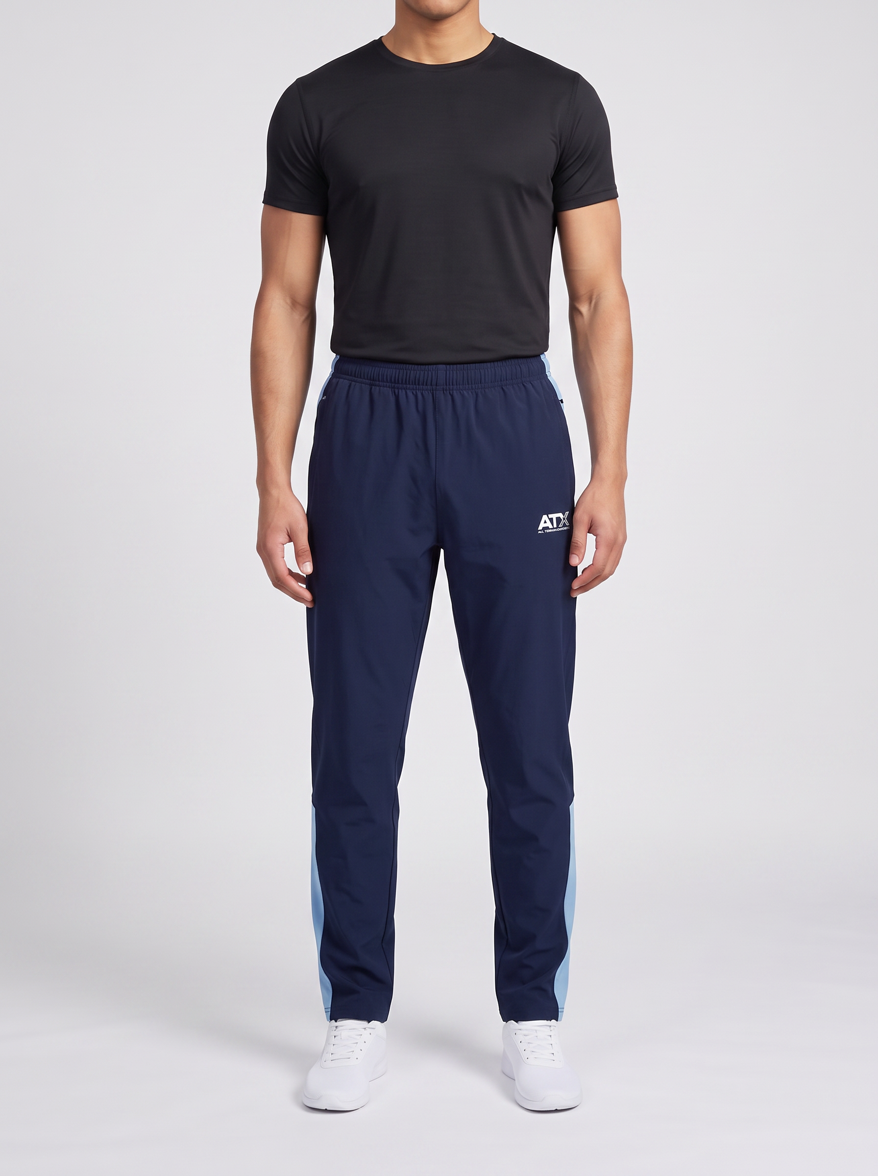 Men's ATX Horizon Track Pant in Navy/Blue — on model