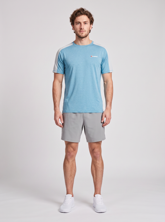 Men's Berghaus Farndale Tech Tee Genetic Blue Polar &  Wavertree Short in Grey Set