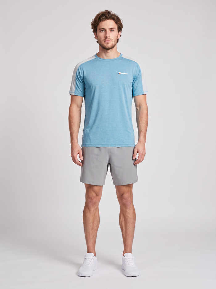 Men's Berghaus Farndale Tech Tee Genetic Blue Polar &  Wavertree Short in Grey Set