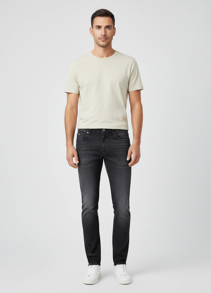 Men's BOSS Black H-Delaware Black Jeans on model