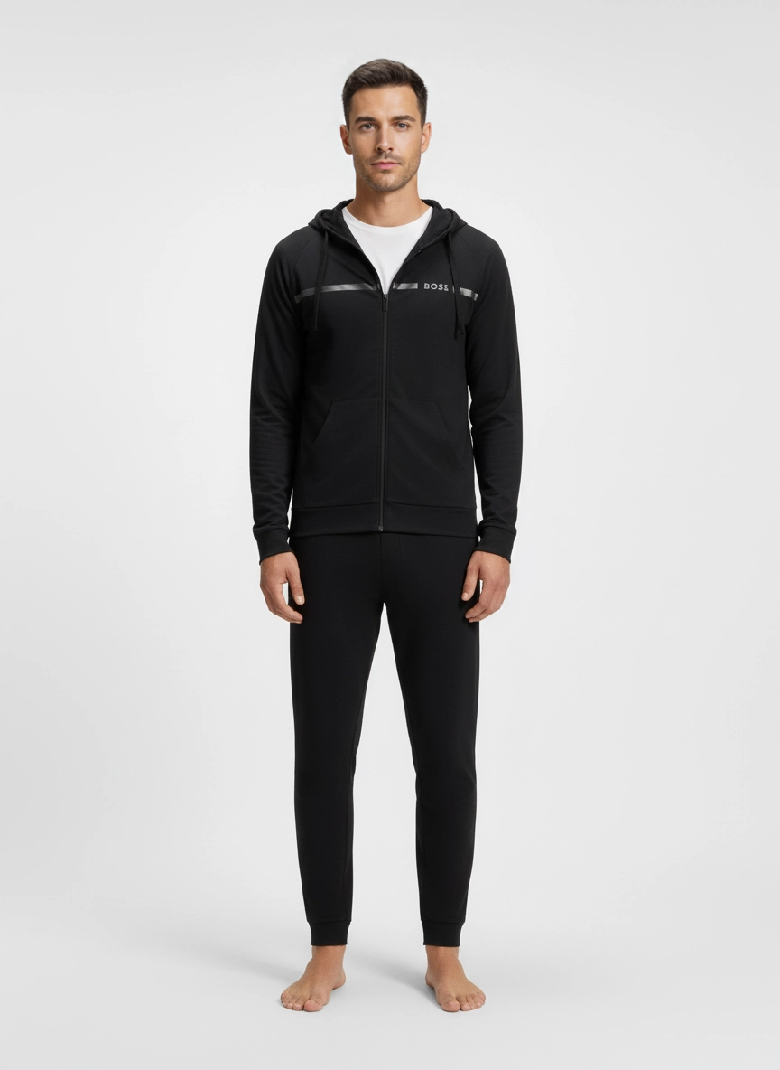 Men's BOSS Black Authentic Black Jacket And Authentic Black Pants Tracksuit Set