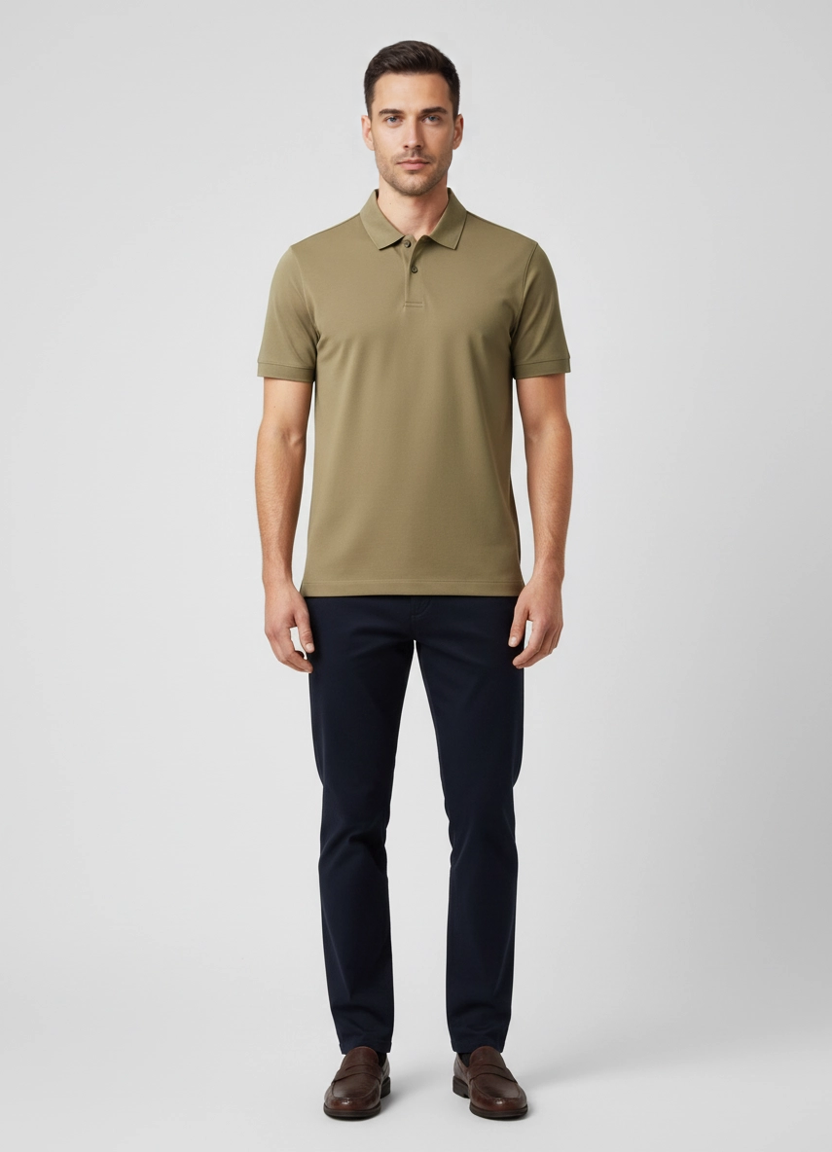 Men's BOSS Black P Paino 152 Open Brown Polo Shirt on model