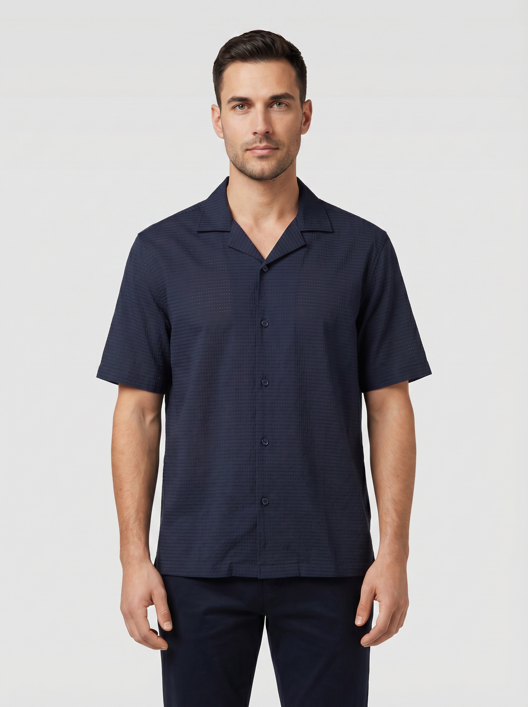 BOSS Black P-LARS-CAMP-262 Dark Blue Shirt - Model Shot