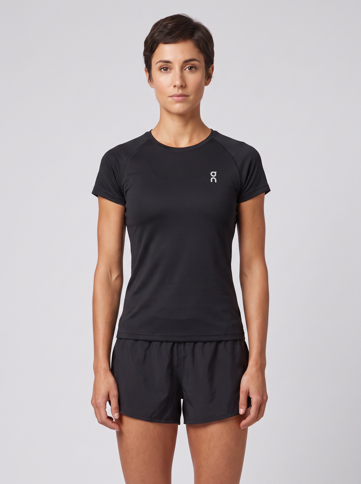 Women's On Running Core-T Black — on model