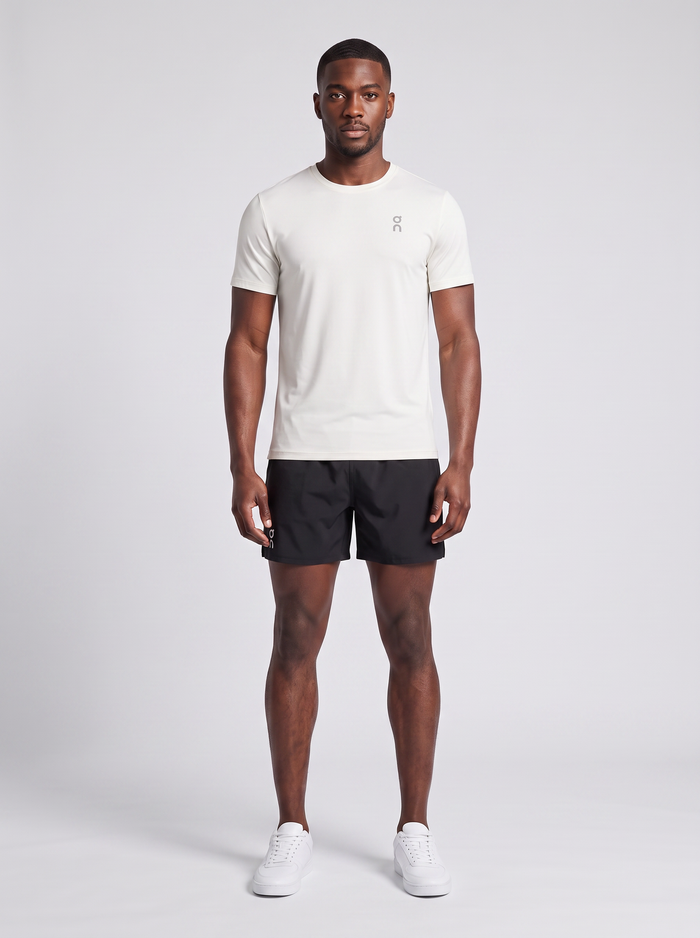 Men's On Running Undyed White Core T Shirt & Black 7 Core Shorts Set