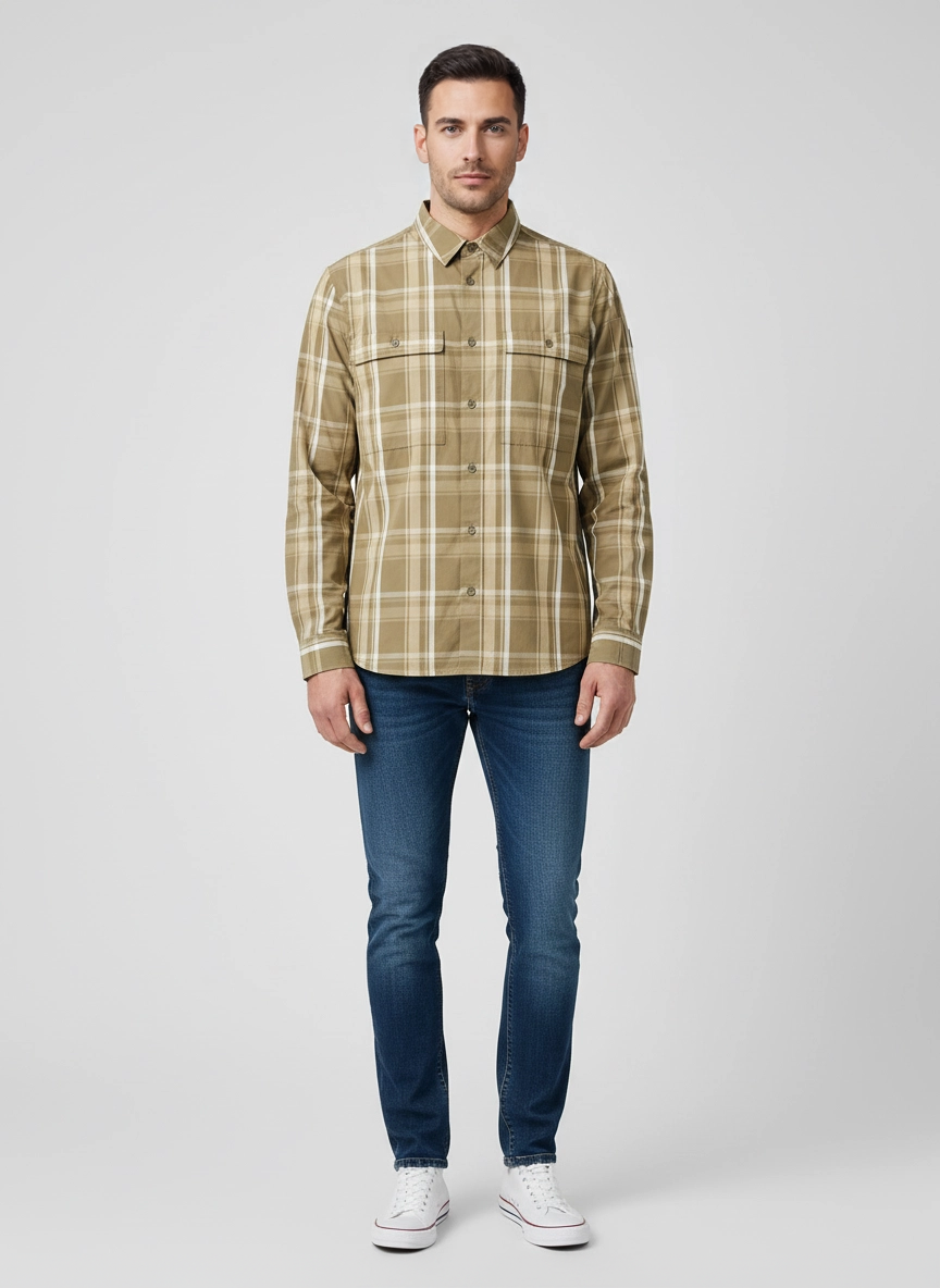 Mens Belstaff Fleet Green Shirts on model