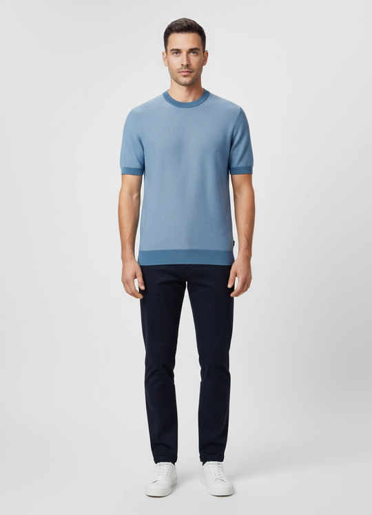 Men's BOSS Black Tantino Pastel Blue Short Sleeve Sweater