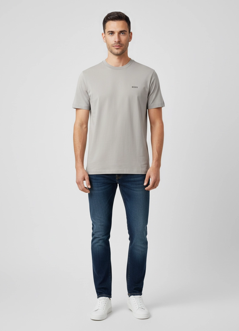 BOSS Green Tee Open Grey T Shirt