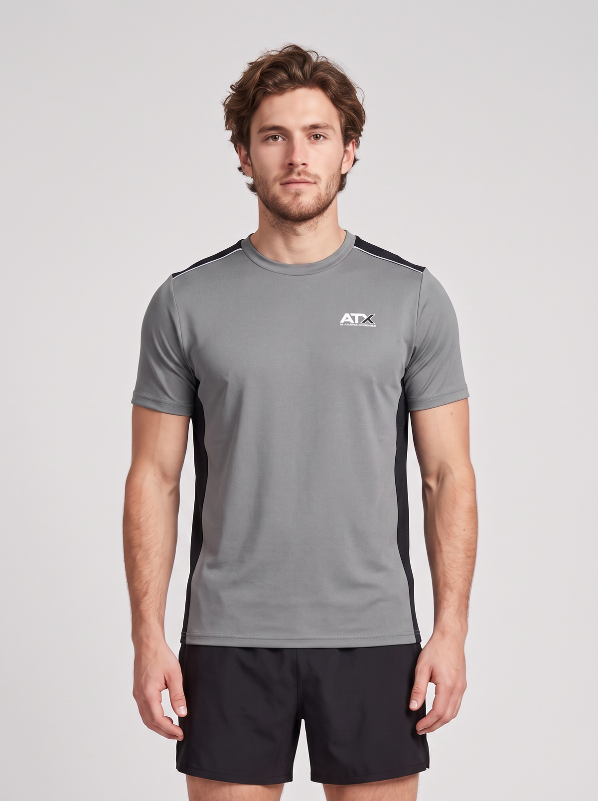 Men's ATX Cascade T-Shirt in Grey/Black — on model