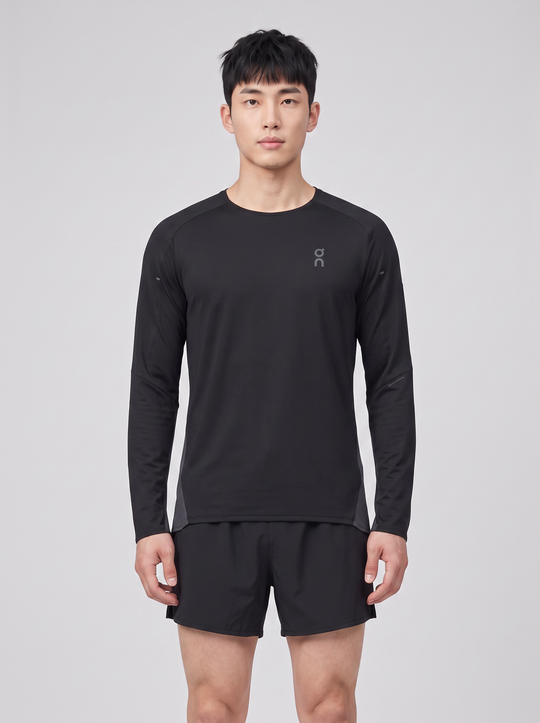 Men's On Running Black Eclipse Performance Long Sleeve T Shirt