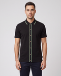 Men's Paul Smith Button-Through Polo Shirt - Black — on model