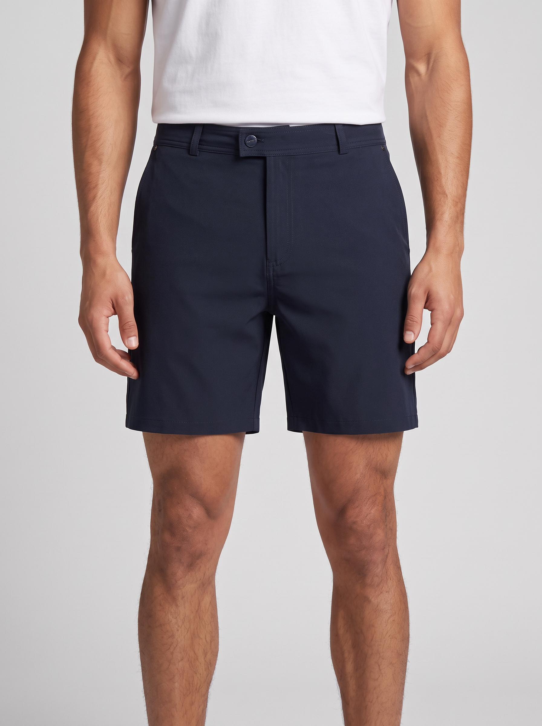 Men's Catini Alcorto Chino Shorts in Navy Blue — on model