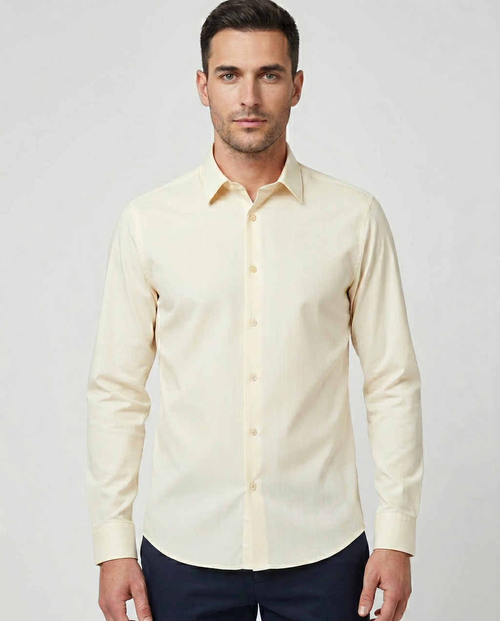 Men's Paul Smith White Long Sleeve Tailored Fit Shirt — on model