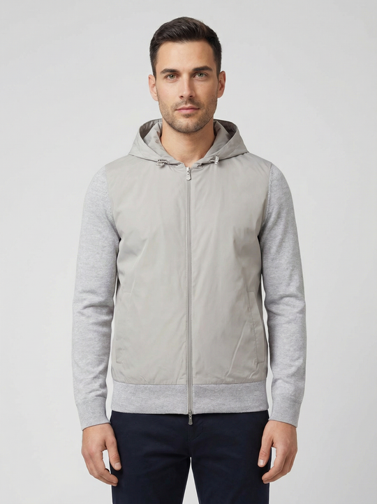 Men's Gran Sasso Grey Hoodie Hybrid Jacket