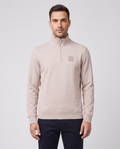 Mens Belstaff Curator Quarter Zip Concrete Sweatshirt — on model