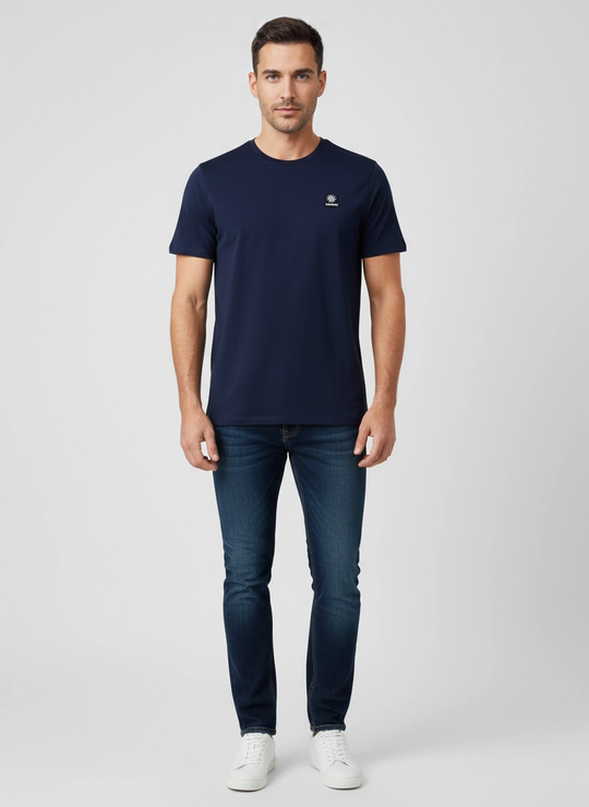 Men's Sandbanks Badge Logo Navy T Shirt